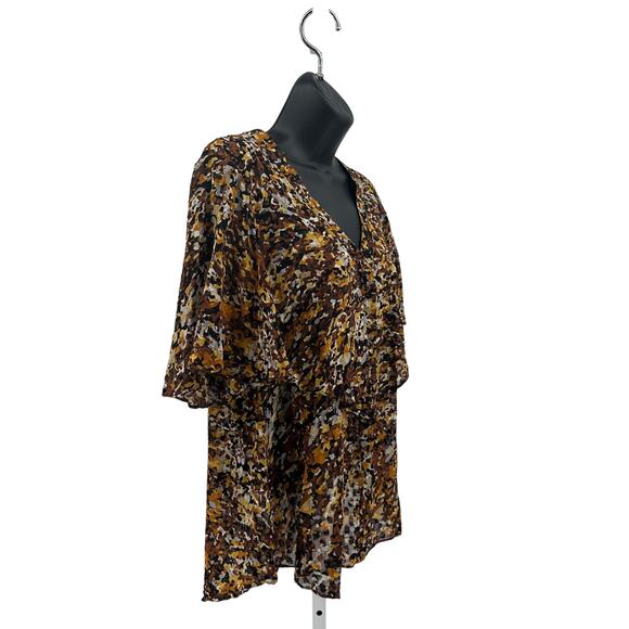 BCBGMaxazria 100% Silk Bouse WMN 0 MultiColor #SYC1G866 Button-Up Vneck Abstract - Picture 2 of 7